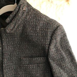 Vintage Wool Blazer with Button Tab Neck